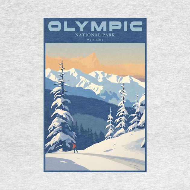 Olympic National Park Vintage Travel Poster by GreenMary Design